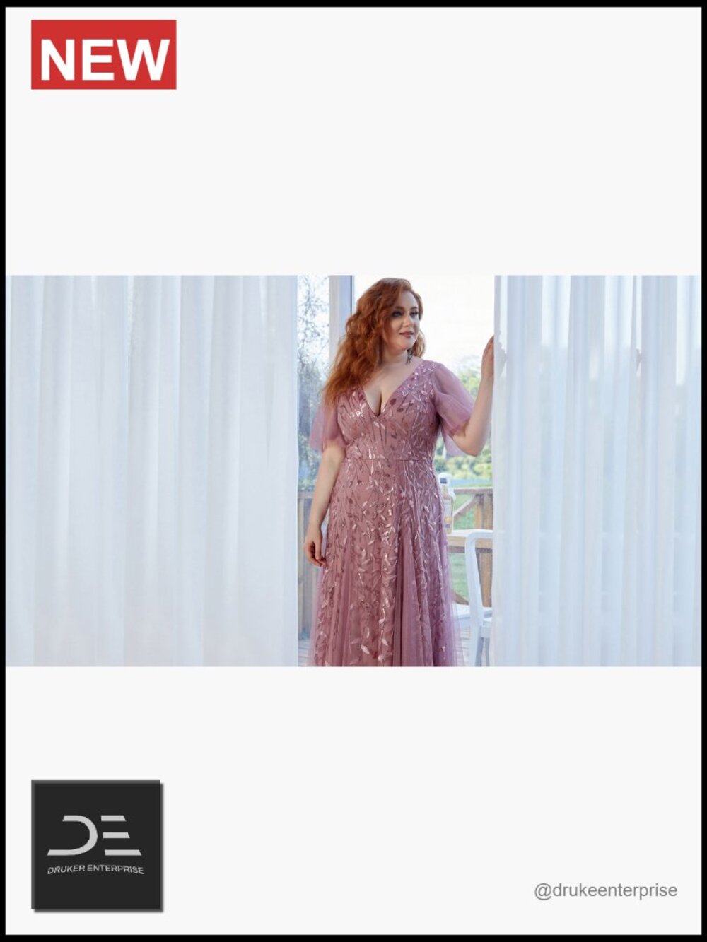 Plus Size Sequined Formal Dress with V-Neck Short Sleeves Floor-Length Mother - Picture 7 of 7